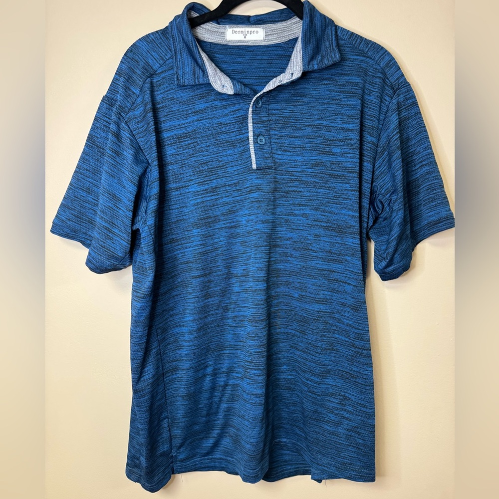 Heathered Blue Polo Shirt with Sporty Design